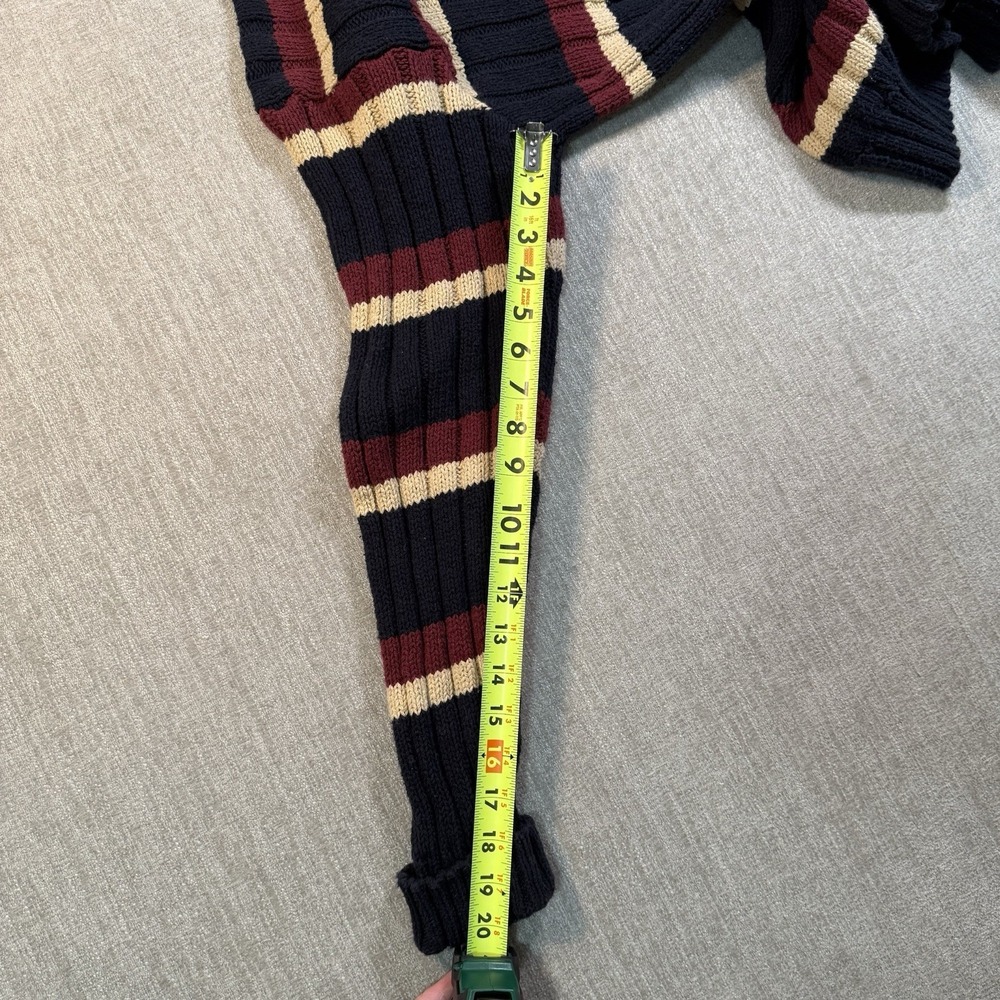 Vtg Polo Ralph Lauren Striped Ribbed Cotton Sweater L Navy Burgundy Old Money - Picture 6 of 12